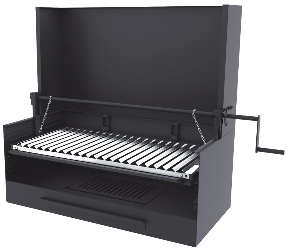 Barbacoa Carbón Y Leña 80 Cm Con Paravaientos Y Elevador 1 Barbacoa Carbón Y Leña 80 Cm Con Paravaientos Y Elevador