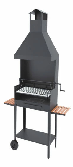 Barbacoa Carbón Y Leña 60 Cm Con Chimenea, Elevador Y Carro