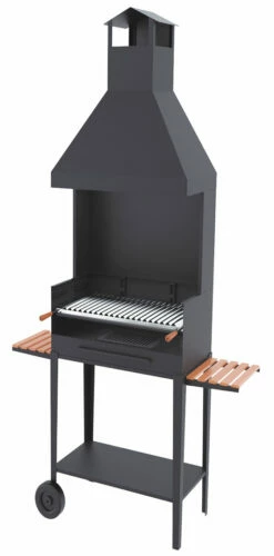 Barbacoa Carbón Y Leña 60 Cm Con Chimenea Y Carro