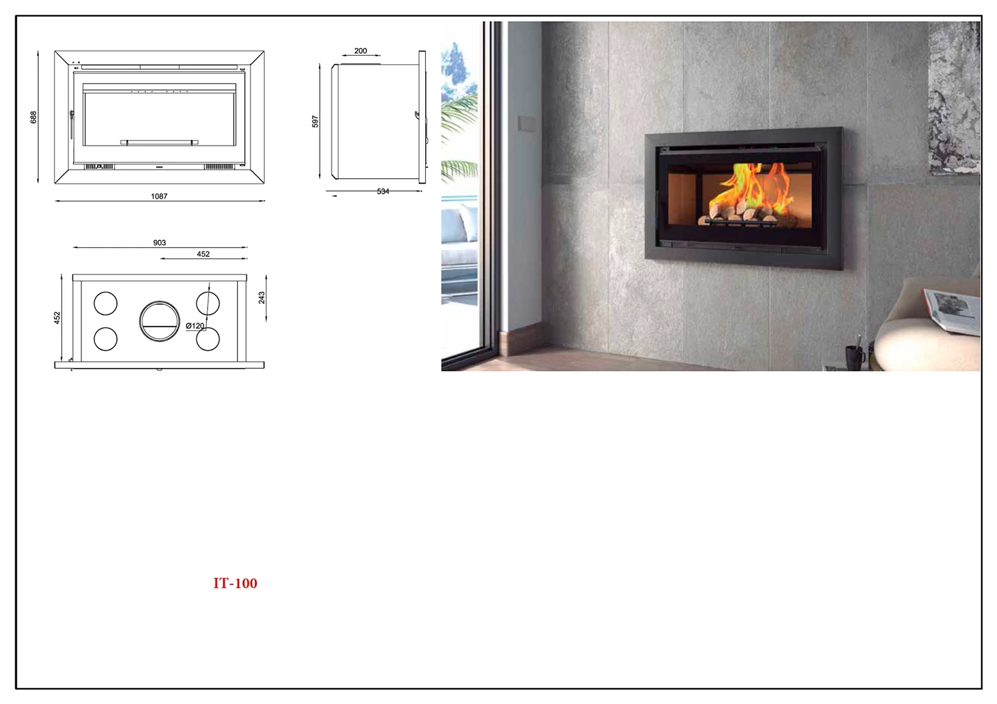 Insertable De Leña Modelo IT-100 FK 3 Insertable De Leña Modelo IT-100 FK - Imagen 3