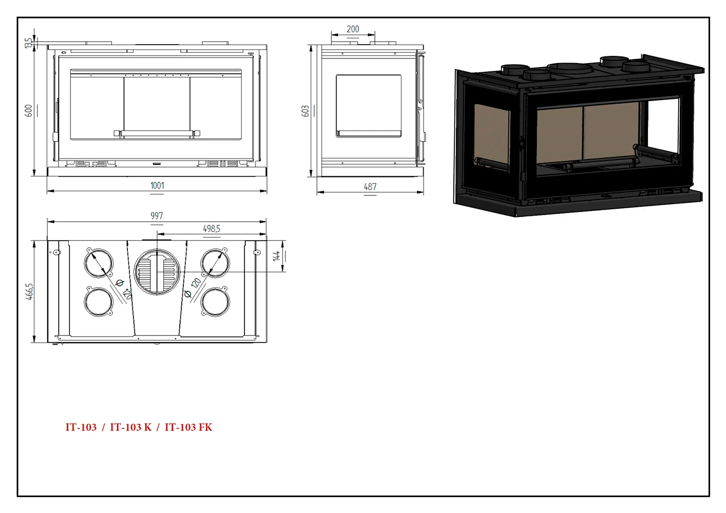 Insertable De Leña Modelo IT-103 F 3 Insertable De Leña Modelo IT-103 F - Imagen 3